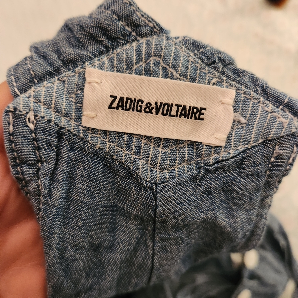 Zadig & Voltaire Striped Langer Soft Denim Overalls Size Small Blue - Picture 11 of 15